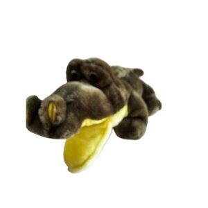 Ron Banafato Plush Alligator Crocodile Hand Puppet Stuffed Toy Green Yellow 19"